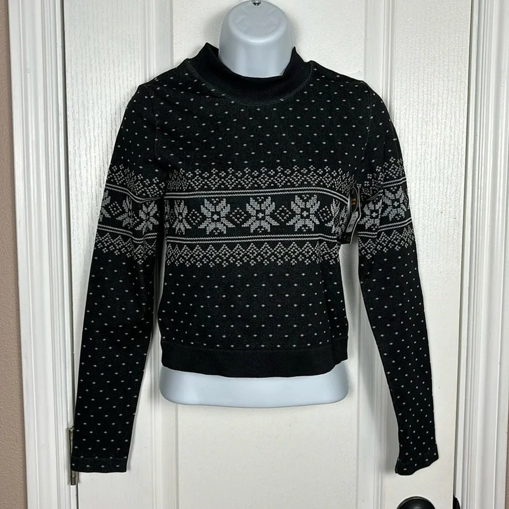 Avia Women's Long Sleeve Crop Stretch Workout Training Athletic Top Size M NWT